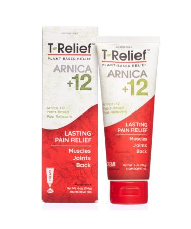 MediNatura T-Relief Pain Relief Arnica +12 Cream Fast-Acting Natural Relieving Actives Help Reduce Back, Neck, Joint, Muscle, Hand & Foot Aches, Pains, & Soreness - Gluten-Free - 4 oz 4 Ounce (Pack of 1)