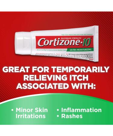 Cortizone 10 Maximum Strength Plus Ultra Moisturizing 2 oz - 1% Hydrocortisone Anti-Itch Creme - Buy Online on GoSupps.com