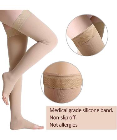 Wallfire Medical Compression Stockings for Women & Men | 23-32 mmHg Thigh Support for Varicose Vein Relief | Skin Color Size M - Buy Internationally - Buy Online on GoSupps.com