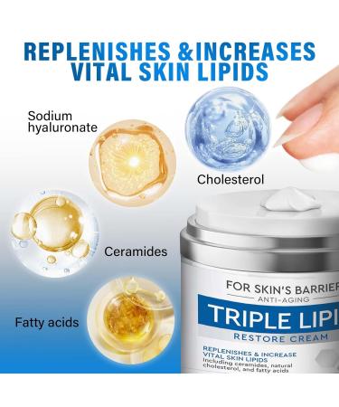 Triple Lipid Restore Cream | Anti-Aging Peptide Moisturizer with Fatty Acids & Ceramides | Nourish & Repair Skin Barrier - Buy Online on GoSupps.com