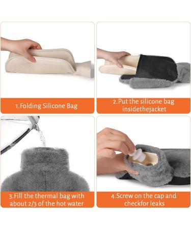 Eyl Keup Foot Warmer | 2-in-1 Heat Bottle for Cold Feet | Large 2L Electric-Free Solution | Super Soft & Warm Winter Comfort (Gray 36x30cm) - Buy Online on GoSupps.com