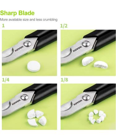 AUVON Scissors-Shaped Pill Cutter - Sharp Blade Pill Splitter for Precise Medication Division - Black - Buy Online on GoSupps.com