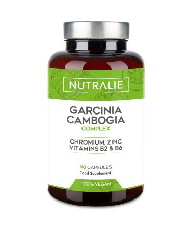 Garcinia Cambogia with Chromium Zinc and Vitamins B2 and B6 | 100% Natural Appetite Suppressant and Fat Burner Thermogenic Supplement | 90 Vegan Capsules Nutralie