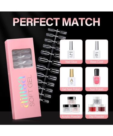 AILLSA Ballerina Nail Tips - Half Matte Soft Gel Full Cover False Nails - 360PCS Short Ballerina, 12 Sizes - DIY Valentine Gift - Buy Online on GoSupps.com