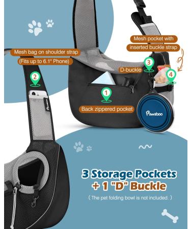 Pawaboo Dog Sling Carrier - Breathable Mesh Puppy Crossbody Purse for Outdoor Travel - Medium Black - Buy Online on GoSupps.com