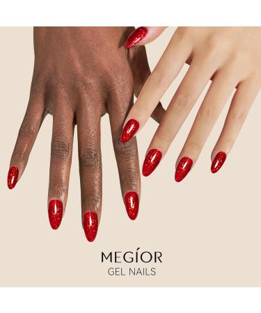 MEGIOR Red Glitter Gel Nail Polish 15ml Sparkling Sequins Gel Polish High Gloss Soak Off UV LED Nail Gel Polish for Nail Art Manicure Salon DIY Home Gift for Girls - Buy Online on GoSupps.com