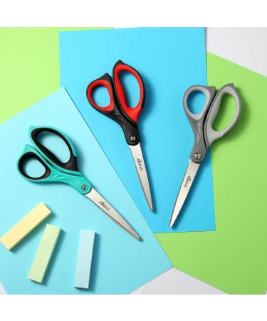 LIVINGO 8.5 Scissors 3 Pack - Ultra Sharp All Purpose Shears for Office, School, Sewing - Ergonomic Comfort Grip - Blue/Red/Grey - Buy Online on GoSupps.com
