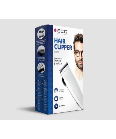 ECG ZS 1020 Hair Clipper & Beard Trimmer - Stainless Steel Adjustable Lengths 0.8-2.8mm White - Perfect for Precision Grooming - Buy Online on GoSupps.com