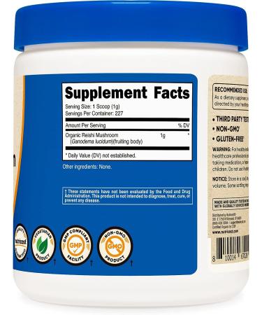 Nutricost Organic Reishi Mushroom Powder 0.5LB (8oz) - USDA Certified, 100% Organic, Vegetarian, Non-GMO, Gluten-Free - Buy Online on GoSupps.com