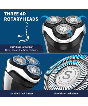 SweetLF Electric Razor for Men IPX7 Waterproof Razor Wet & Dry Use Rechargeable 3D Rotary Shaver with Pop-up Trimmer LED Display SWS7105 Black - Buy Online on GoSupps.com