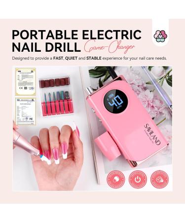 SAVILAND Electric Nail Drill - 40000RPM Professional Pink Nail Filer with 13 Bits for Acrylic Gel & Dip Nails | Home Salon Tool - Buy Online on GoSupps.com