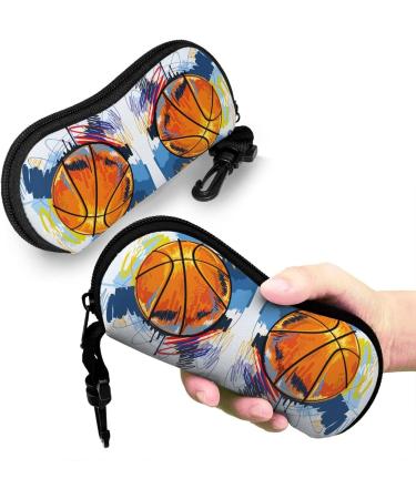 Stylish Portable Glasses Case | Yellow Flowers & Orange Fruits Design | Colorful Basketball Sketch - Perfect for Travel - Buy Online on GoSupps.com