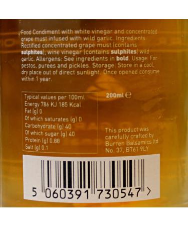 Burren Balsamics Wild Garlic Infused White Balsamic Vinegar 200ml - Buy Online on GoSupps.com