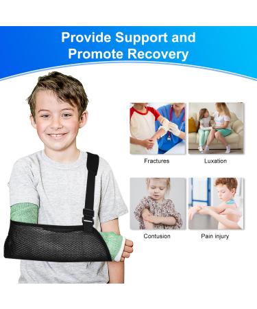 Kids Mesh Arm Sling - Adjustable Shoulder Immobilizer for Broken Bones & Sprains - Child Rotator Cuff Support Brace - Black S - Buy Online on GoSupps.com