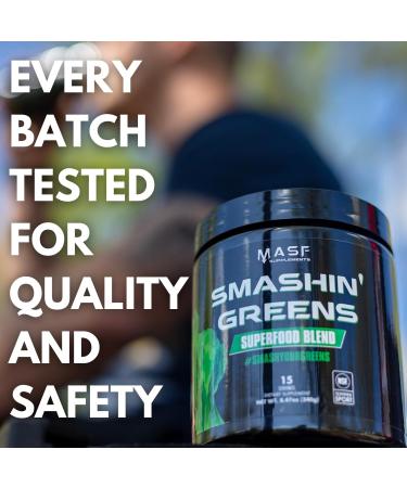 MASF Supplements Smashin' Greens Superfood Organic Blend - 15 Servings - Boost Energy Immune Support Digestive Health with Organic Wheat Grass Spirulina Chlorella - NSF Certified - Buy Online on GoSupps.com