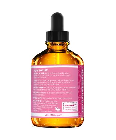 Leven Rose Red Raspberry Seed Oil 2 oz - 100% Natural for Face, Hands, Scars & Breakouts - Buy Online on GoSupps.com