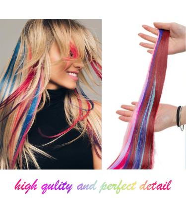 EuTengHao 36 Packs 22'' Colored Clip in Hair Extensions for Women and Kids - Multi-Colors Party Highlights Streak Synthetic Hairpieces - Buy Online on GoSupps.com