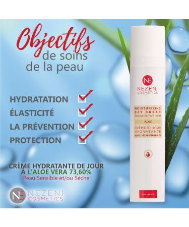 Nezeni Aloe Vera Face Moisturizer 75.70% | 18 Active Ingredients | Increases Skin Elasticity | Face Day Cream for Dry and/or Sensitive Skin LOW IN PRESERVATIVES - Buy Online on GoSupps.com