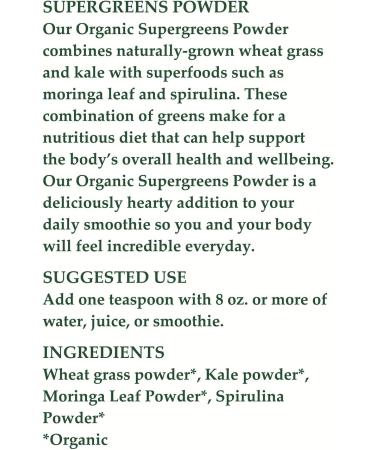 Cherie Sweet Heart Supergreens Powder - Organic Green Superfood - 6 oz Super Greens Powder - Buy Online on GoSupps.com