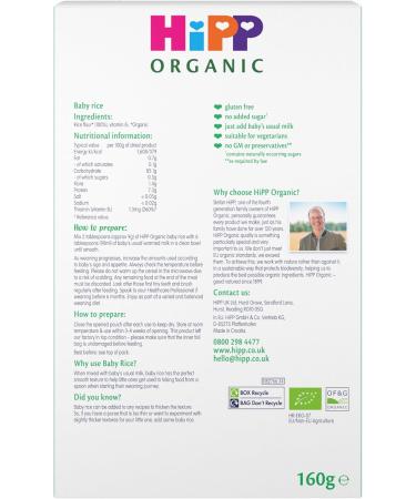HiPP Organic 100% Baby Rice 6+ Months 160g (Pack of 4) - Buy Online on GoSupps.com