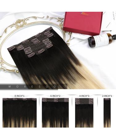 Moresoo Real Human Hair Balayage Clip in Extensions - Dark Brown to Caramel Blonde - 22 Inch Remy Hair Extensions - 7Pcs/120g - Buy Online on GoSupps.com