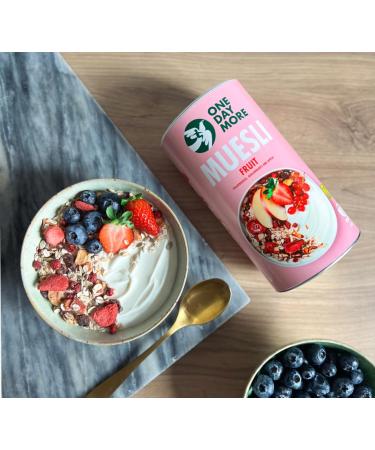 OneDayMore Muesli aux Fruits | 3 x 400 g | Flocons d avoine 100% naturels | Sans sucre ajout | Petit-d jeuner sain avec flocons d avoine pommes fraises et dattes - Buy Online on GoSupps.com