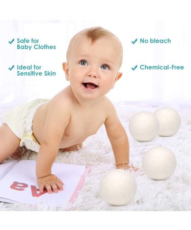 Organic Wool Dryer Balls 4 Pack - XL Natural Fabric Softener Hypoallergenic & Chemical-Free - Eco-Friendly Laundry Essential - Buy Online on GoSupps.com
