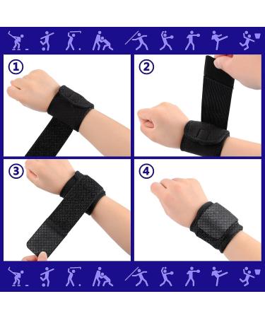 Adjustable Wrist Wrap Brace Set for Carpal Tunnel Support - 4 Pieces - Men and Women - Sports Weightlifting - 16.5 x 3.1 Inches - Buy Online on GoSupps.com