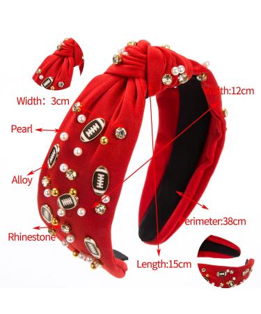 Stylish Women's Football Headband | Black Red Orange Blue | Jeweled Rhinestone Knotted Design | Perfect Gift for Mother's Day Christmas & Birthdays - Buy Online on GoSupps.com