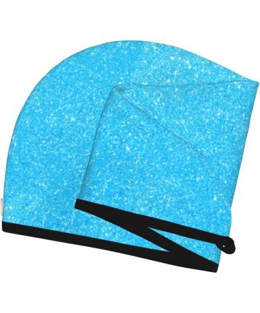 Sky Blue Glitter Hair Towel Wrap - Quick Drying Hair Turban with Button | Ultra-Absorbent Hair Drying Towel for Effortless Styling - Buy Online on GoSupps.com