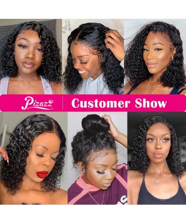 Pizazz 13x4 HD Transparent Deep Wave Lace Front Wig 14 Inch Black Color - Pre Plucked 180 Density Glueless Frontal Wig for Black Women - Buy Online on GoSupps.com