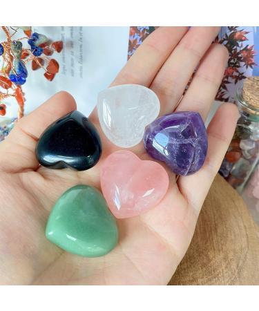 5pcs Rose Quartz & Amethyst Heart Crystals Set - Healing Love Stones for Reiki Balancing - Buy Online on GoSupps.com