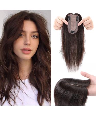 Clip in extensions real hair topper extensions real hair hair parts real hair toupet for women toupe hair part 130% dense hair extensions 30cm-38g 02# dark brown