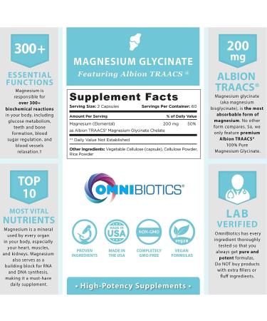 Magnesium Glycinate Albion TRAACS Bisglycinate Chelate - 200mg - 120 Vegetarian Capsules - Buy Online on GoSupps.com