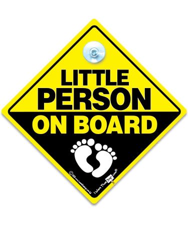Baby On Board Sign - Little Person with Baby Feet Design | Yellow and Black Vehicle Sign with Suction Cup Attachment - Buy Online on GoSupps.com