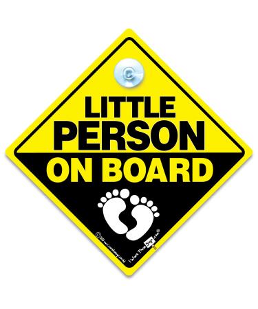 Little Person On Board Car Sign With Baby Feet Yellow and Black Baby on Board Sign Vehicle Sign With Suction Cup Attachment Designed To Notify Other Drivers That You Have Baby in the Car / Vehicle