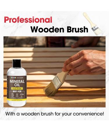 AZEN 16oz Food Grade Mineral Oil for Cutting Boards - Protect & Restore Wood with Brush - Buy Online on GoSupps.com