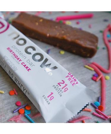 No Cow High Protein Bars Birthday Cake 21g Plant Based Vegan Protein Keto Friendly Low Sugar Low Carb Low Calorie Gluten Free Naturally Sweetened Dairy Free Non GMO Kosher 4 Pack - Buy Online on GoSupps.com