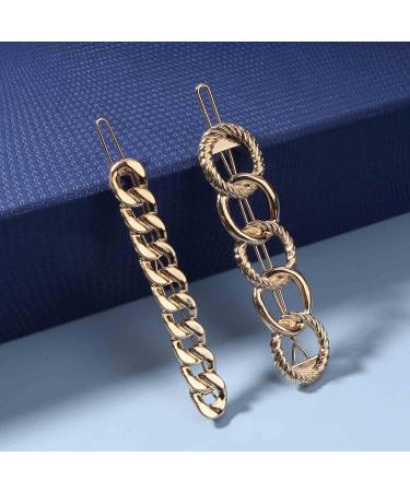 Yheakne Vintage Gold Link Chain Hair Clip | French Style Headdress Barrette & Decorative Hairpin | Geometry Hair Accessories - Buy Online on GoSupps.com