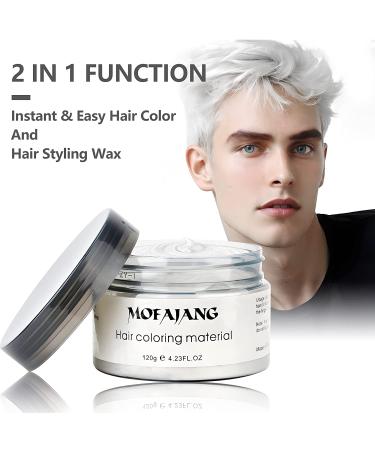 White Hair Color Wax Pomade 4.23 oz - Natural Hair Coloring Clay for Cosplay Parties - 1 Pack of White Hair Styling Wax - Buy Online on GoSupps.com