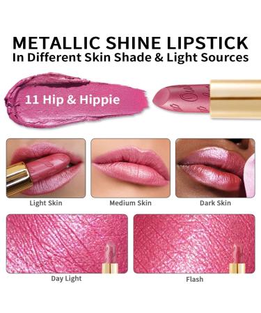 Oulac Metallic Pink Lipstick | Long-Lasting Vegan Lipcolor | Metallic Rose Shade | Cruelty-Free Lip Makeup - 4.3g - Buy Online on GoSupps.com
