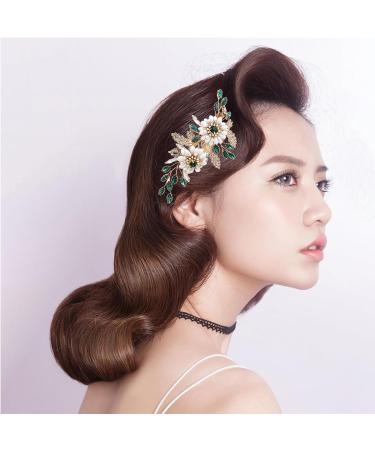 JYTDBCS Bride Daisy Flower Wedding Hair Comb Slides Rhinestone Gold Crystal Hair Pieces Bridal Hair Accessories for Women and Girls - Buy Online on GoSupps.com