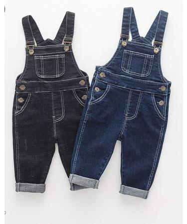 KIDSCOOL SPACE Baby & Little Boys/Girls Water Washed Ripped Denim Overalls | 3-4 Years | Blue-2081 - Buy Online on GoSupps.com