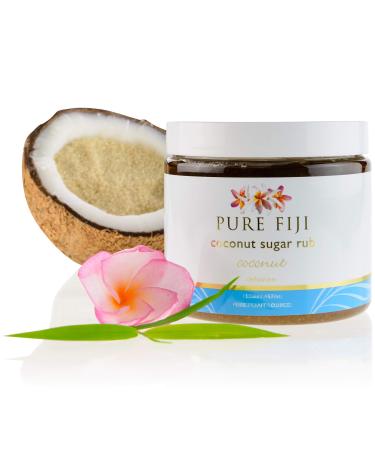 Pure Fiji Coconut Sugar Rub - Coconut Body Scrub Natural Origin for Smooths and Softens Skin - Organic Exfoliating Sugar Scrub for Body  Coconut  15.5 oz