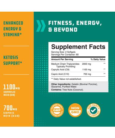 C8 MCT Coconut Oil Softgels - Body Sculpting & Brain Health Support - Non GMO Gluten Free Keto Pills - Buy Online on GoSupps.com