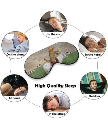 Funny Cat Riding Horse Sleep Mask - Adjustable Strap, Blocking Light for Night Travel Nap - Men & Women - Buy Online on GoSupps.com