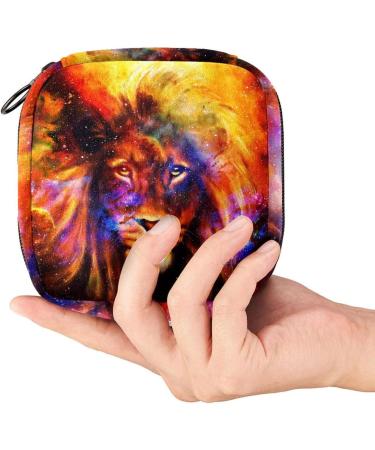 Cosmic Space Galaxy Lion Storage Bag | Portable Sanitary Napkin & Menstrual Cup Holder for Women & Teens - Buy Online on GoSupps.com