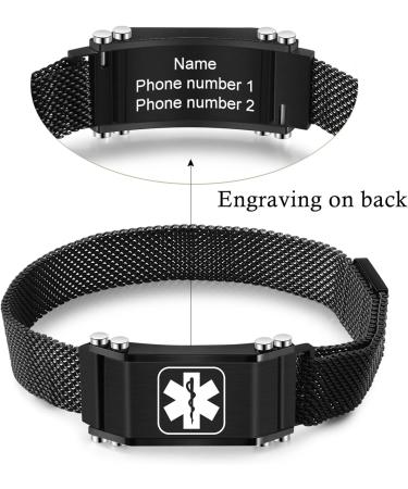 Customizable Emergency Medical Alert Bracelets for Men & Women - Durable Titanium Steel Free Engraving & Adjustable Design - Buy Online on GoSupps.com