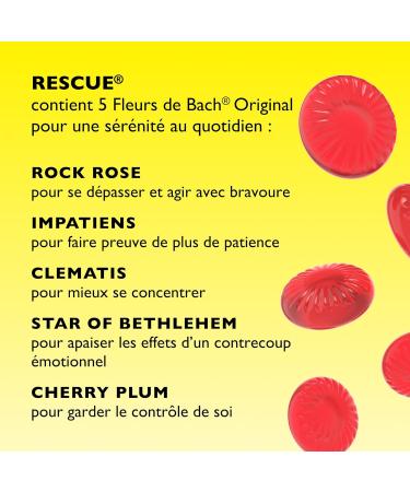 RESCUE - Pastilles go t Past que - Bien- tre motionnel Naturel - M lange de 5 Fleurs de Bach Original - Id al lors de d placement voyage stress du quotidien - Sans sucre - Bo te de 50g 1 bo te de 50 g - Buy Online on GoSupps.com