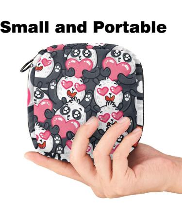 Portable Storage Bags for Women's Essentials - Cute Panda & Pink Heart Design - Tampons Bandages & More | Multicolored Organizers for School & Office - Buy Online on GoSupps.com
